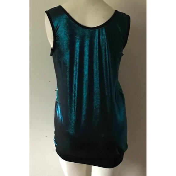 Weissman Dance Green/Black Sequined Dance Tank Top Blouse Wmns Sz Medium Adult - Picture 6 of 10